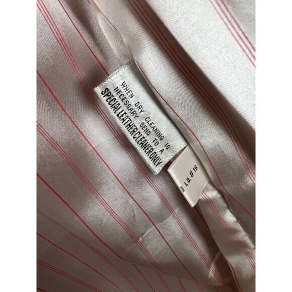 G-III Medium Red Leather Oversized 80s Shoulder Pad Button Closure Long Jacket - Picture 3 of 11